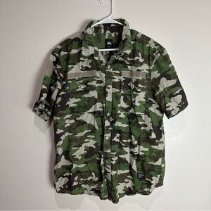 Stussy MFG Camo Button Up Shirt Size XL